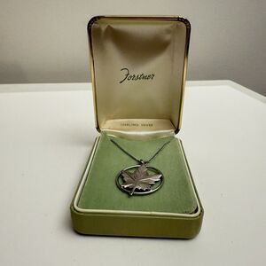 Forstner Canadian Maple Leaf Canada Sterling Silver Necklace Vintage Estate 18”